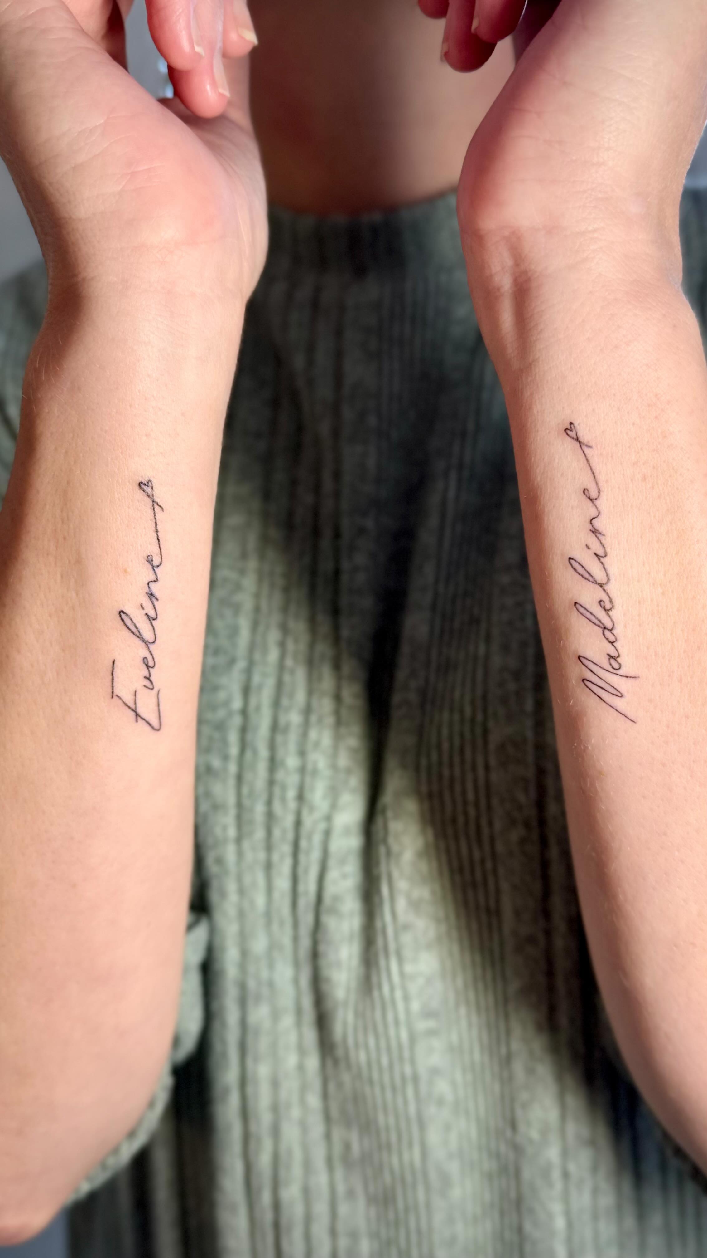 Fine line name tattoos